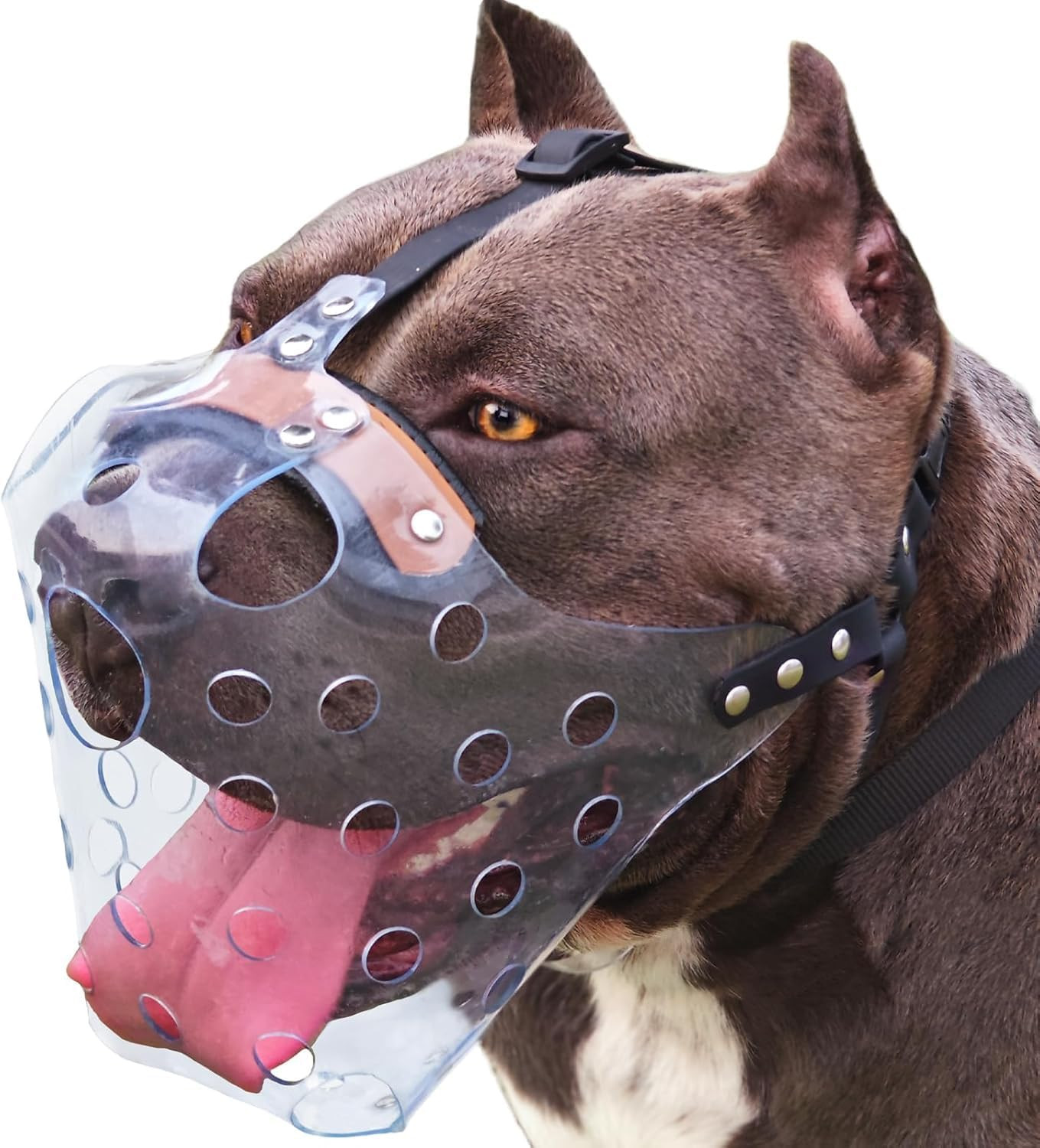 Pitbull Muzzle, Basket Muzzle for Large Dogs Rottweiler to Prevent Biting Che...