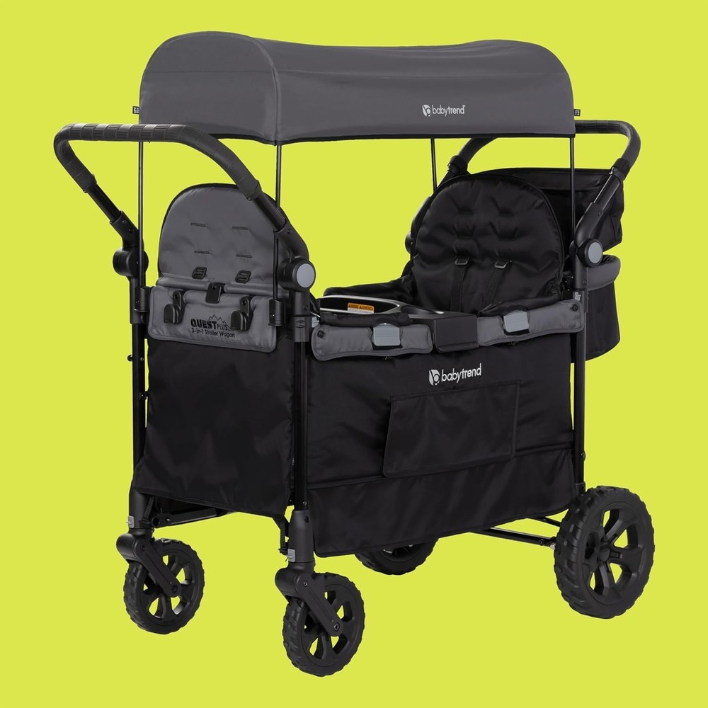 Foldable Stroller Wagon for Children with Adjustable Handle and Storage Basket