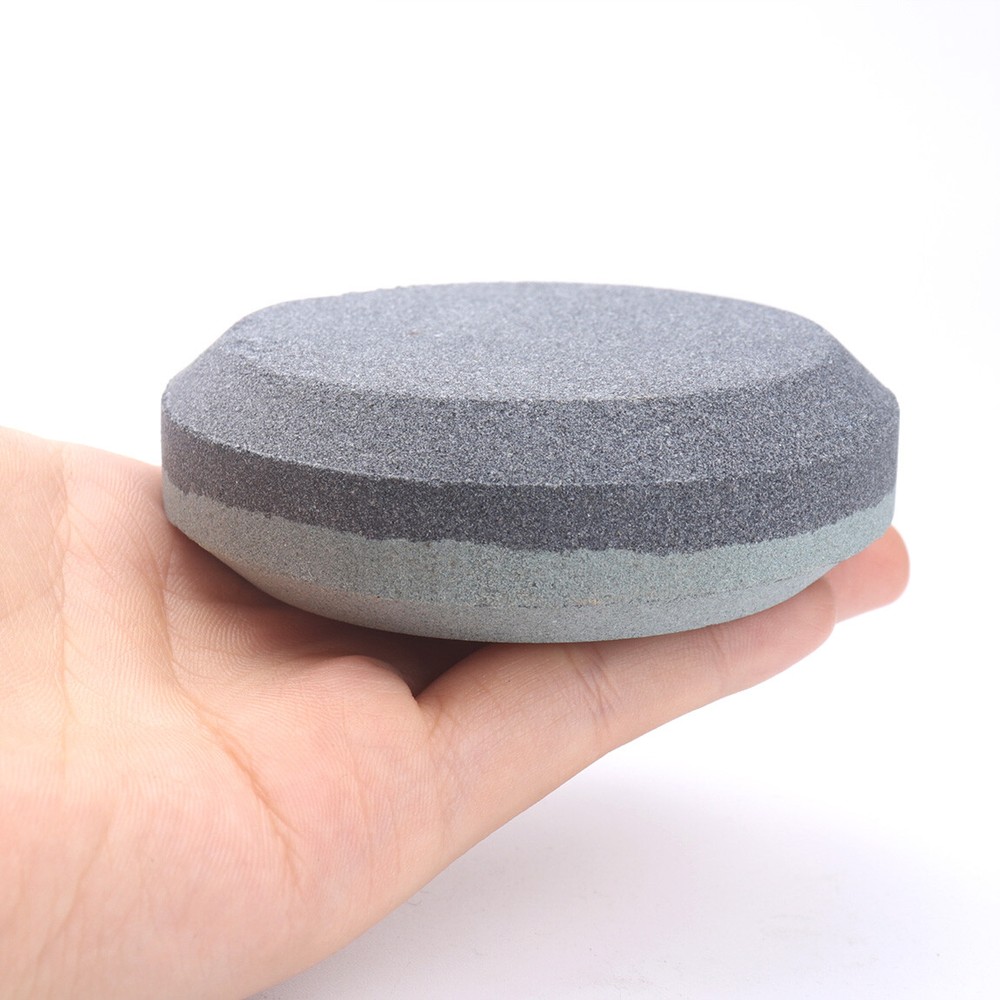 2 Grit Round Sharpening Stone Puck Hand Tool Bushcraft Axe Blade Edge Sharpener