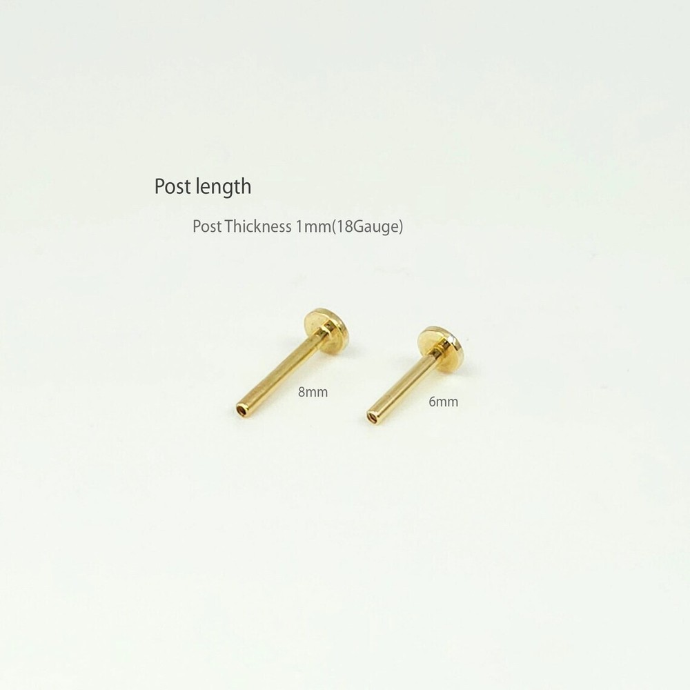 14K Solid Gold Tiny 3mm Ball Internally Threaded Labret Stud Earring(18Gauge)