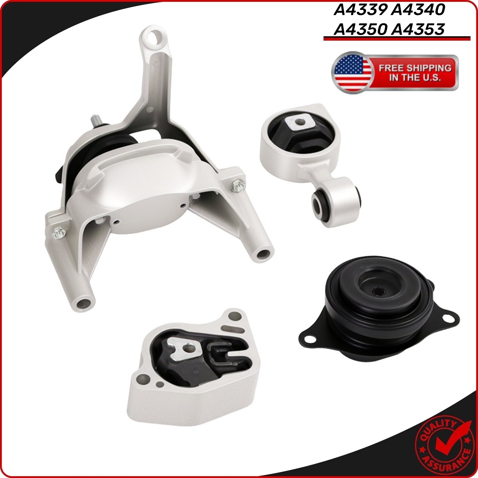 (4) Motor Mount A4339 A4340 A4350 A4353 For 2007 2008 2009-2017 Altima 2.5L