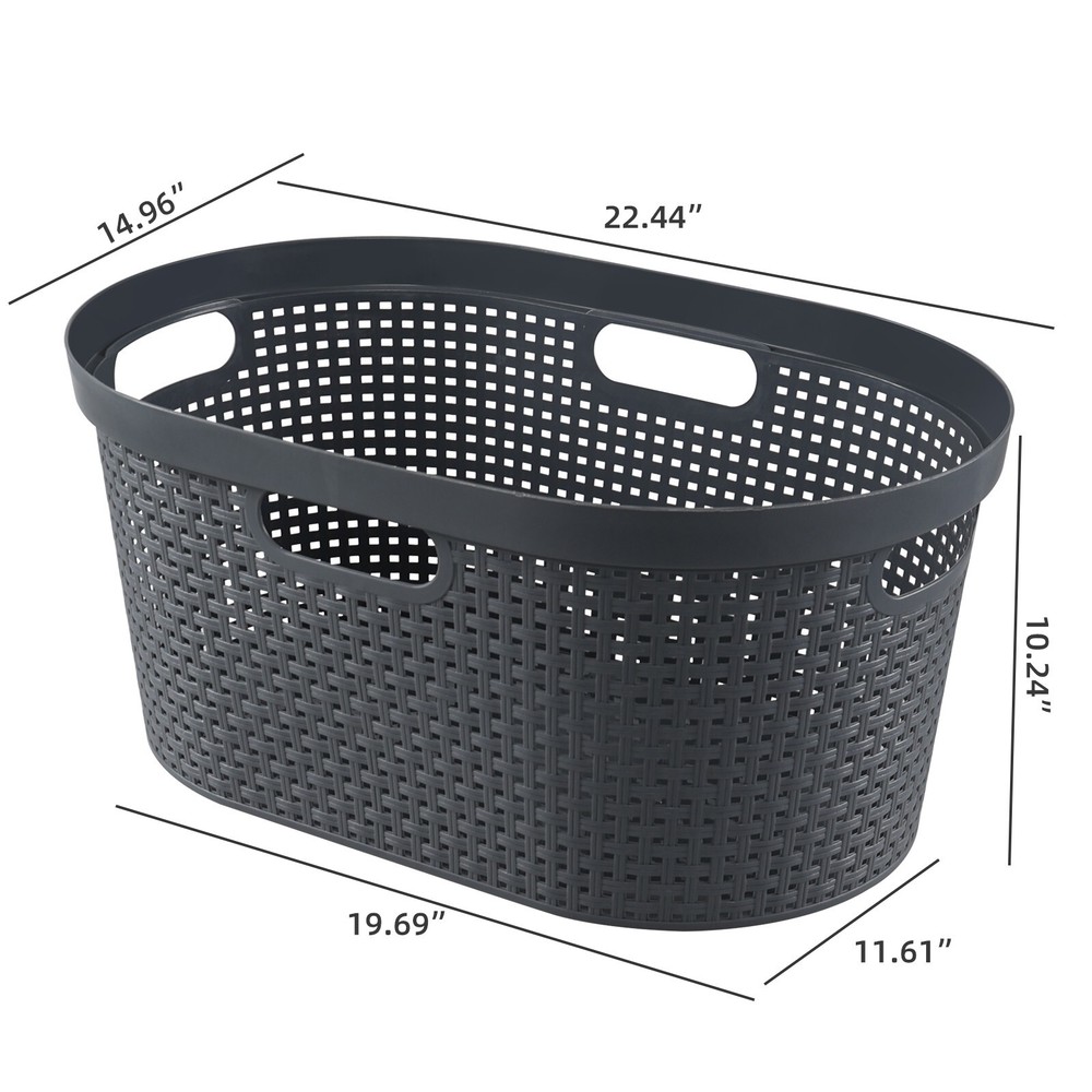 4 Pack Large Laundry Baskets, Plastic Hamper Laundry Basket, 40L, Grey