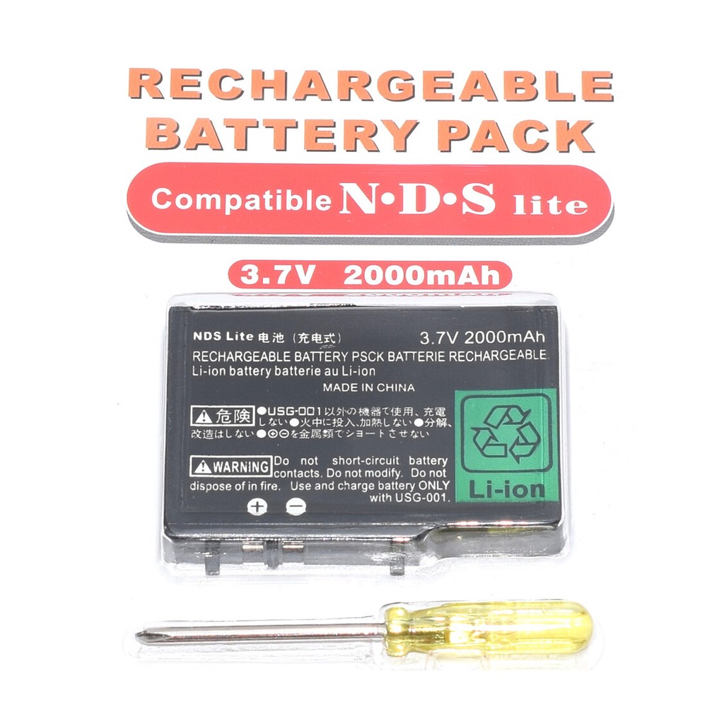 Battery for Nintendo DS Lite NDSL Rechargeable 2000mah Screwdriver Tool System