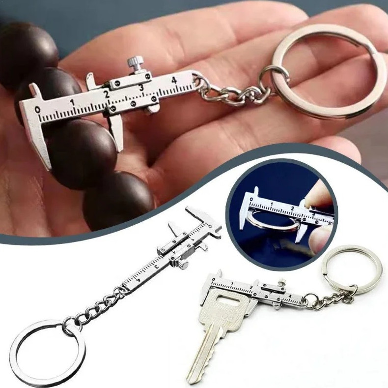 1 pc Mini Vernier Caliper Keychain Metal Ruler Jewelry Measuring Tool DIY
