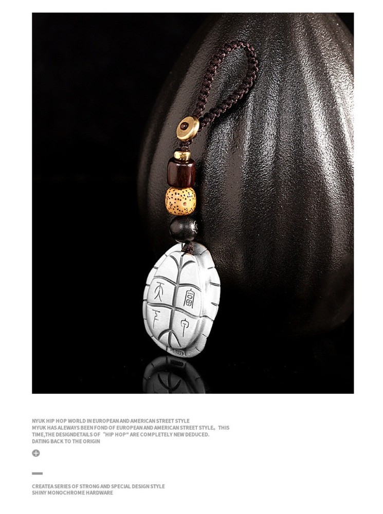 925 Silver Turtle Shell Cloud Pendant Keychain Chinese Style Car Keychain