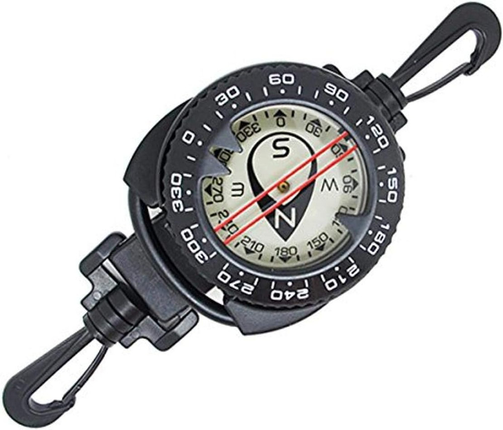 Diving Dive Compass with Retractable Clip – Glow-In-The-Dark Compass, 7" to 31.5