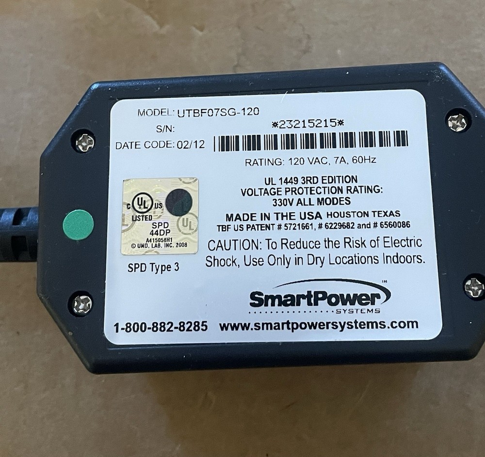 SMARTPOWER SYSTEM MODEL UTBF07SG-120 7A 120VAC