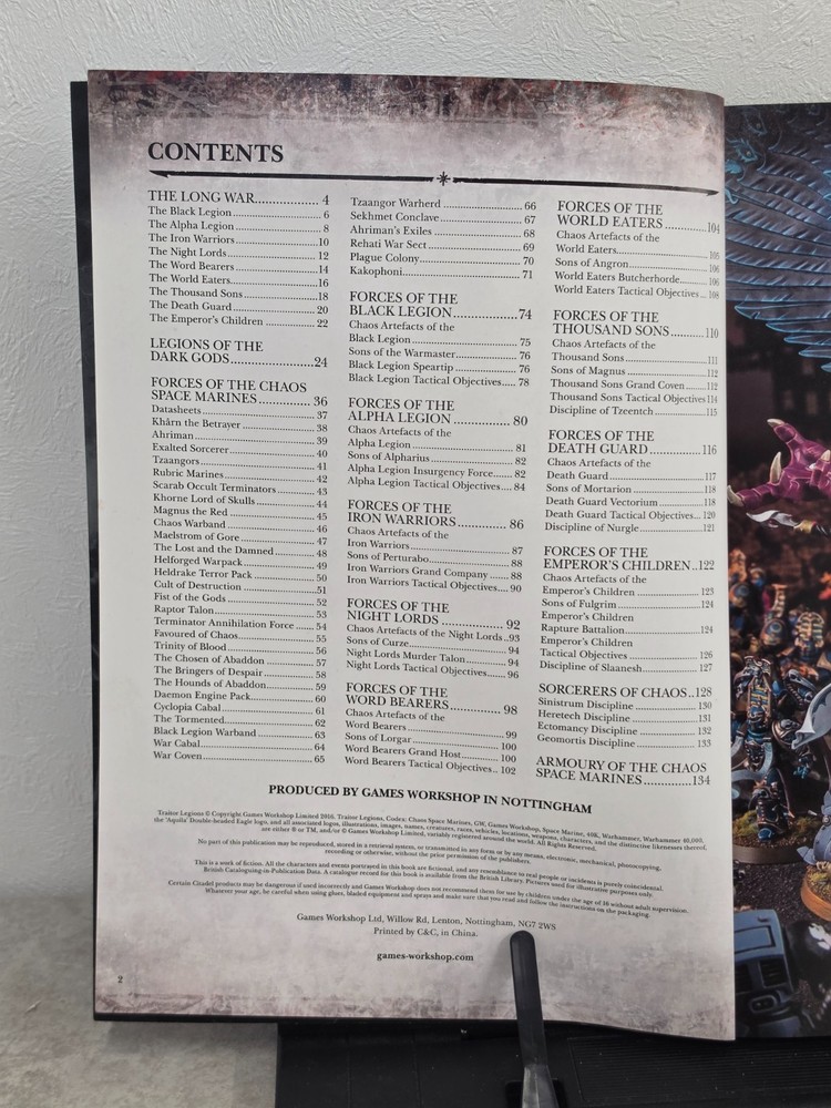 Warhammer 40K Traitor Legions Codex Supplement 2016 7th Edition Softback Book