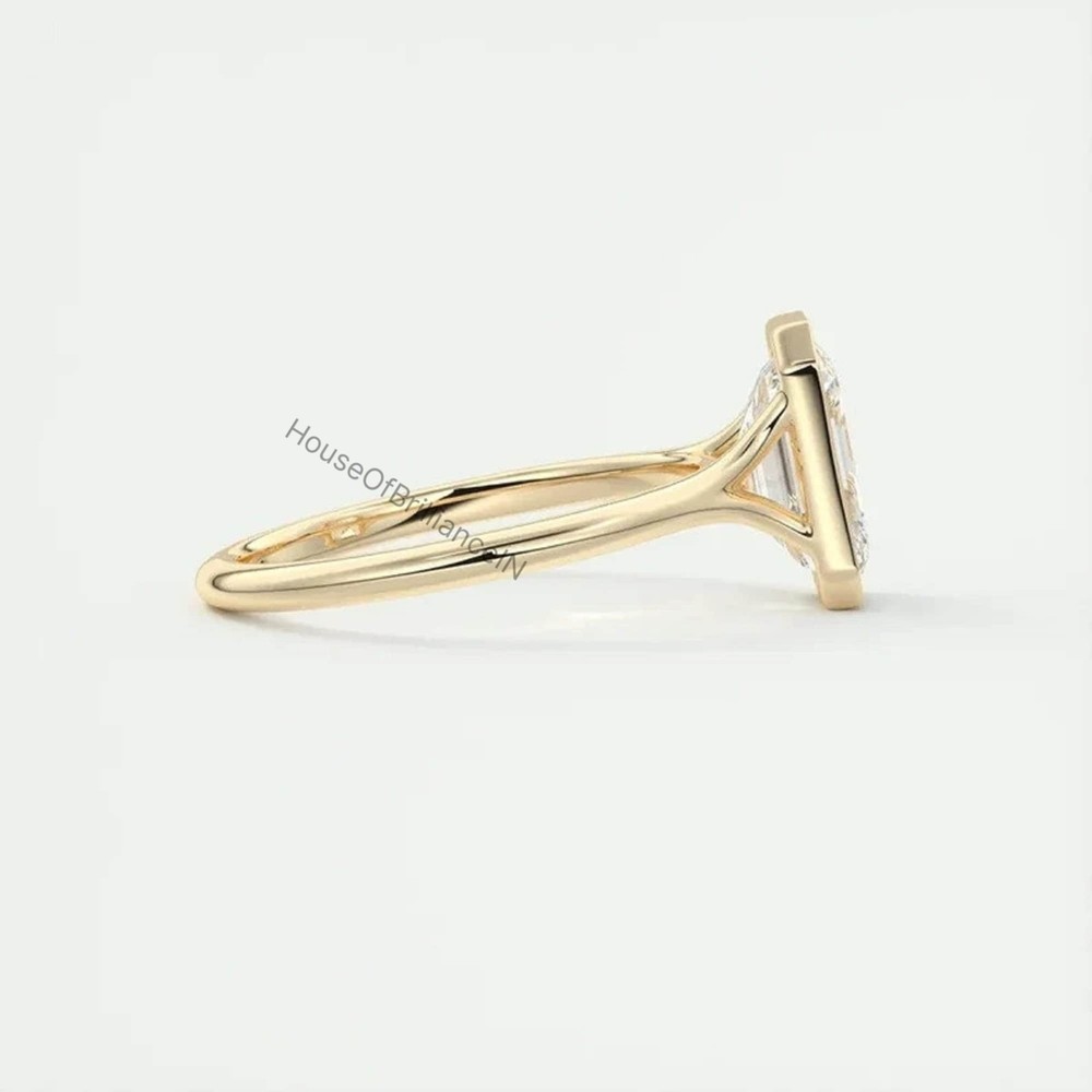 3.00 Ct Blue Emerald Cut Engagement Ring Large Emerald Three Stone Wedding Ring