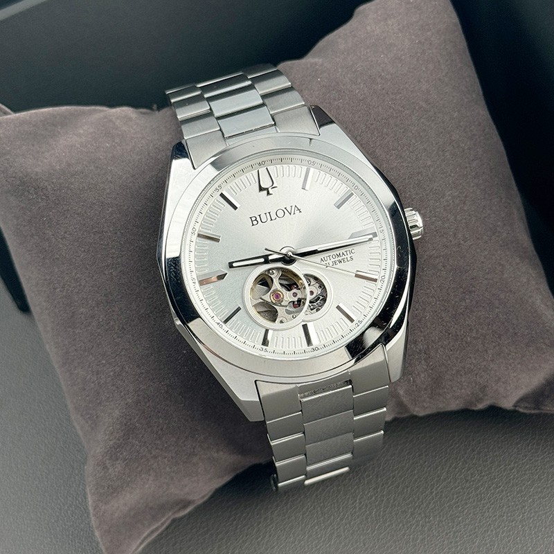 Bulova Surveyor Silver Tone Dial Automatic Men's Watch 42 mm 96A274