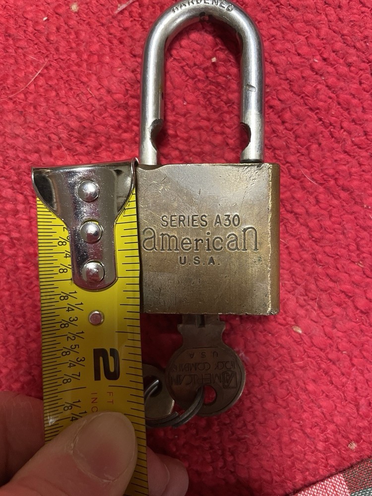American Lock Padlock 2” L A30 Solid Brass 1-3/8" W Has Two Keys