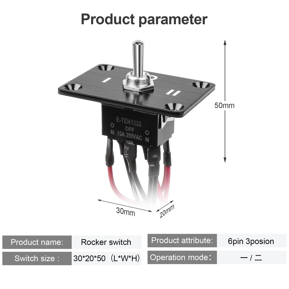 Button Switch Rocker Switch Toggle Switch Six Pin Three Position 1/2 Prewired...