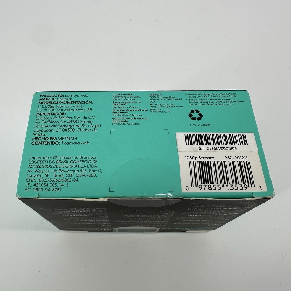 Logitech 1080p Webcam Pro Stream 30fps New