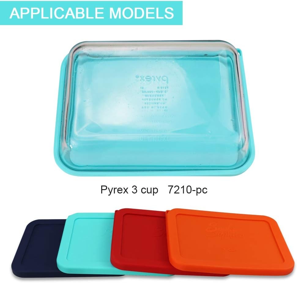 Sophico 3 Cup Rectangle Silicone Storage Cover Lids Replacement MINT - 2 PACK
