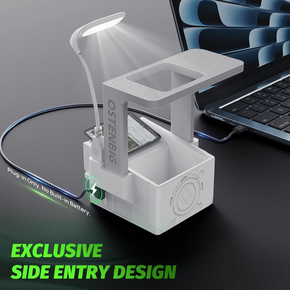 Lightweight App-Compatible Card Scanner with Magnetic Base & Superior Resolution