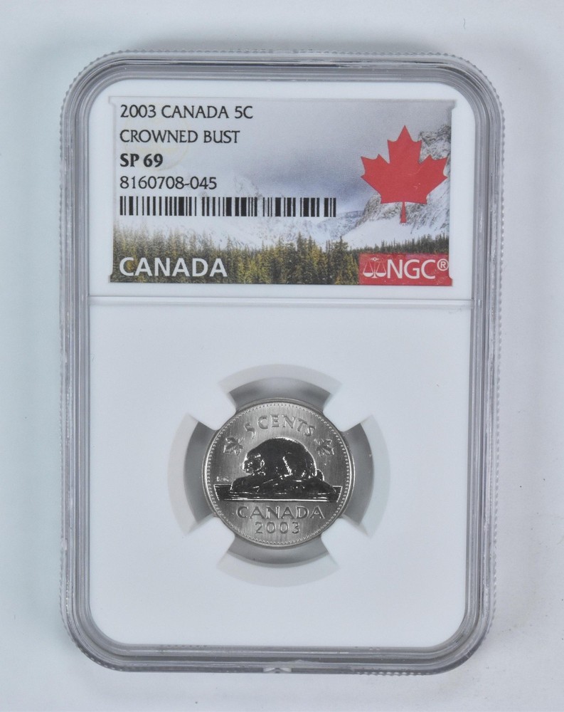 2003 Canada 5 Cent Beaver Crowned Bust SP69 NGC Canada Label