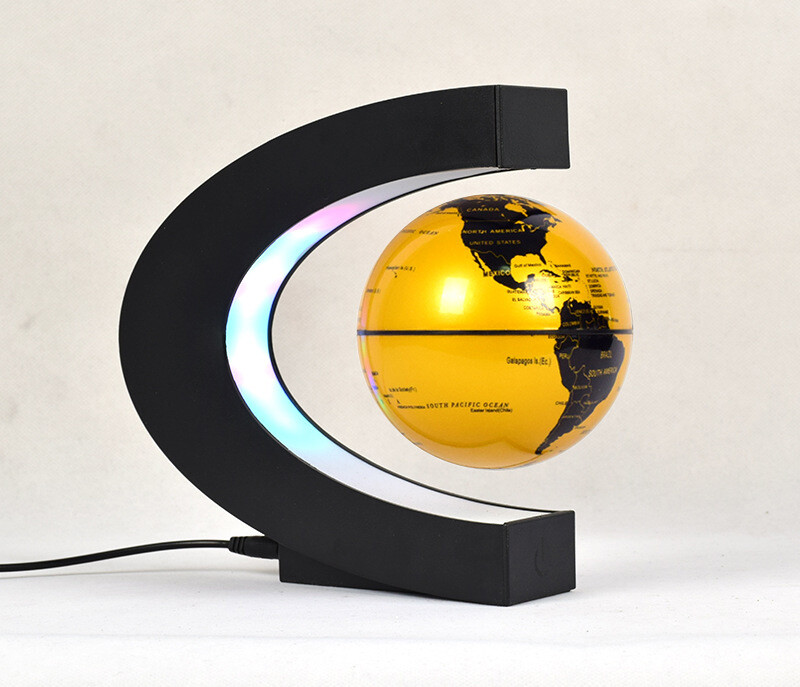Creative C Shape Magnetic Levitation Floating Globe World Map with Colorful LED