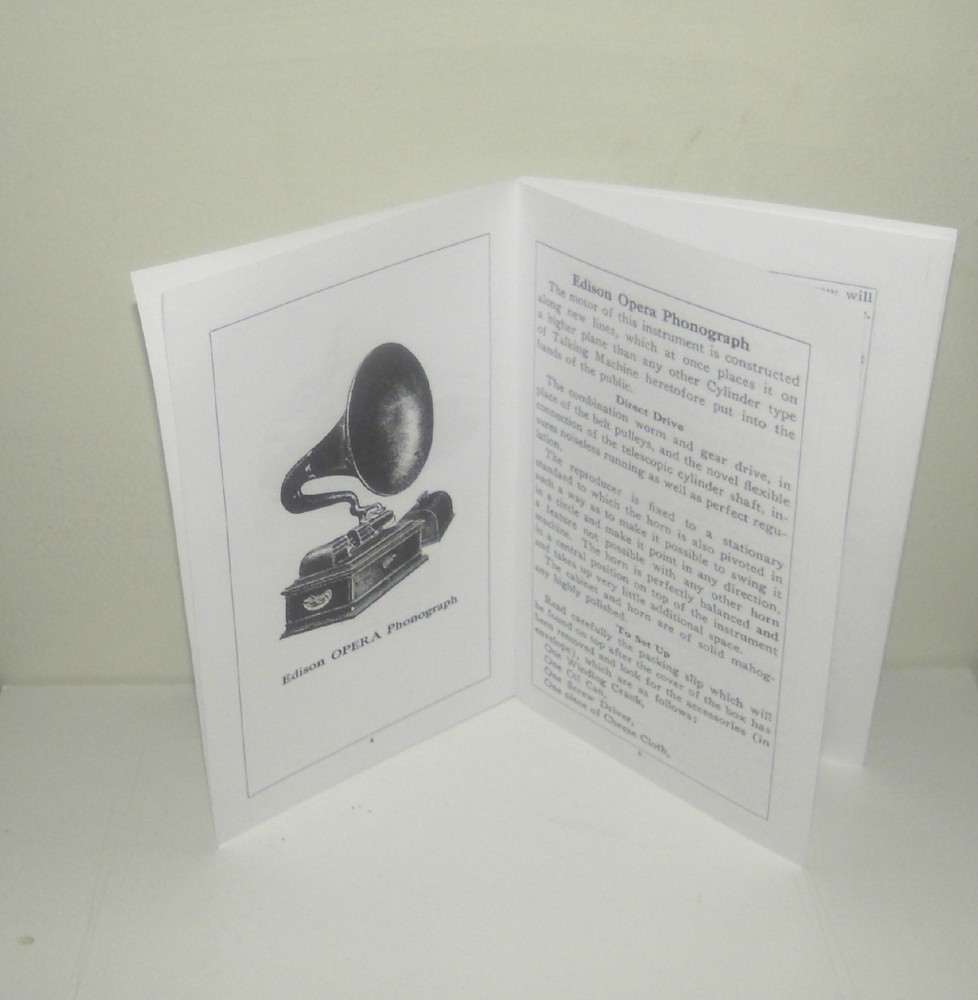 Edison Opera Phonograph Gramophone Instruction Manual Reproduction
