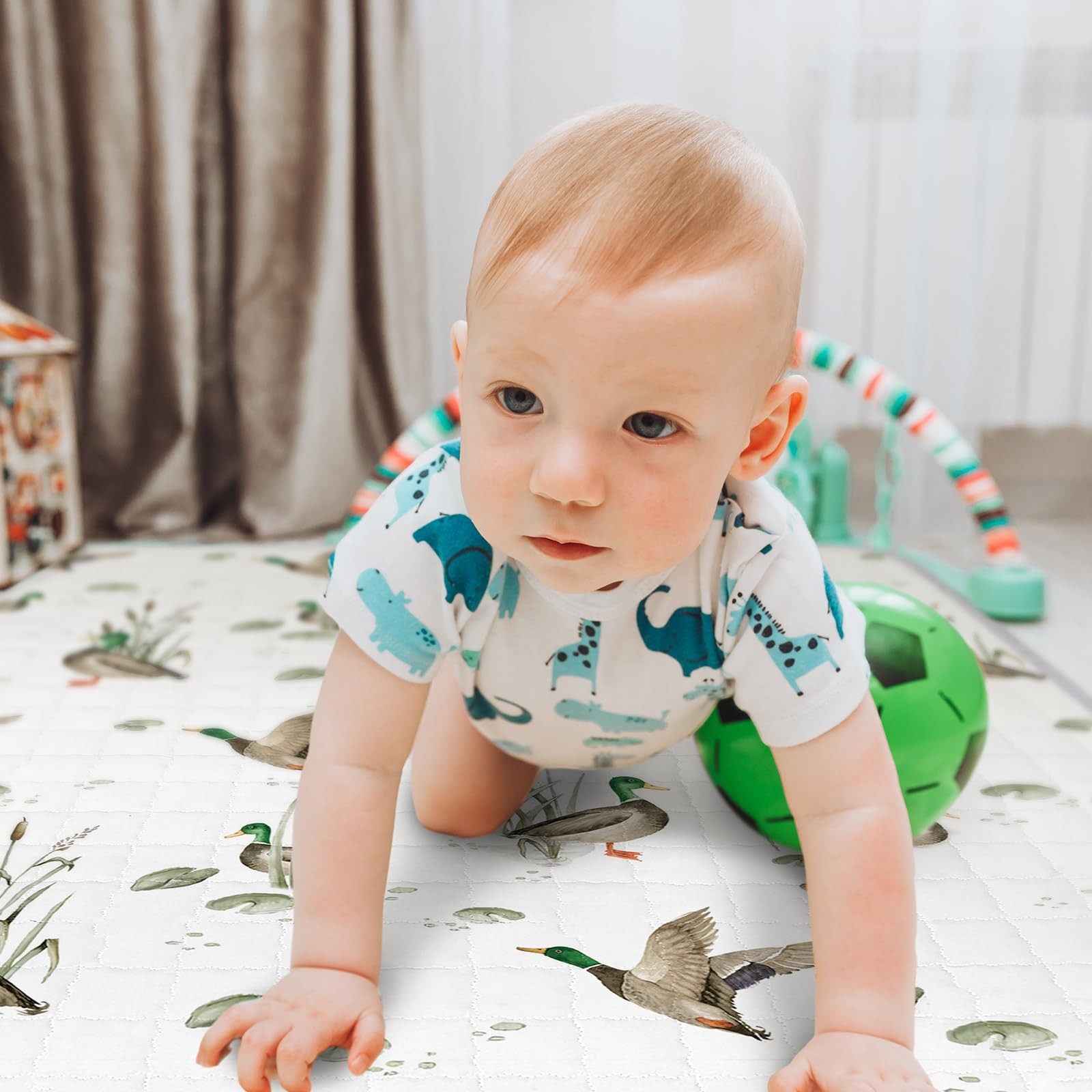 43 x 43 Inch Mallard Duck Baby Playmat Portable Crawling Washable Foldable Tu...