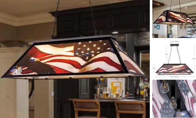 Tiffany-Style Pool Table Light 3 Light, 43.3'' Billiards Light No Shadow