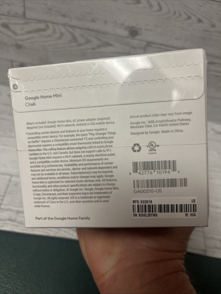 Google Home Mini Smart Assistant Bluetooth Speaker Chalk New Sealed In Box