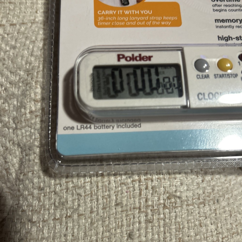 Polder 3-IN-1 Timer Clock & Stopwatch 898-90 Multi Function Tool w/ Lanyard NEW