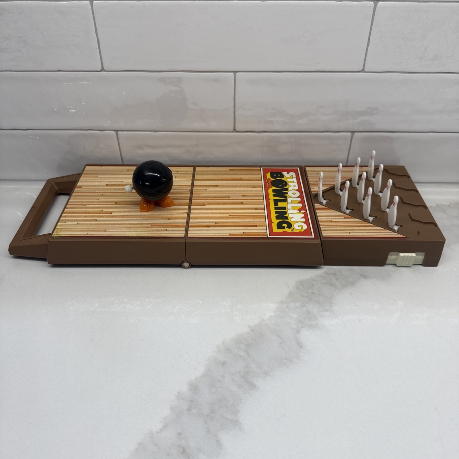 Vintage TOMY Strolling Bowling Wind Up Game Japan Tested Works Complete Toy