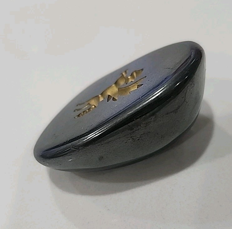 Gold Pegasus Etched River Rock Stone