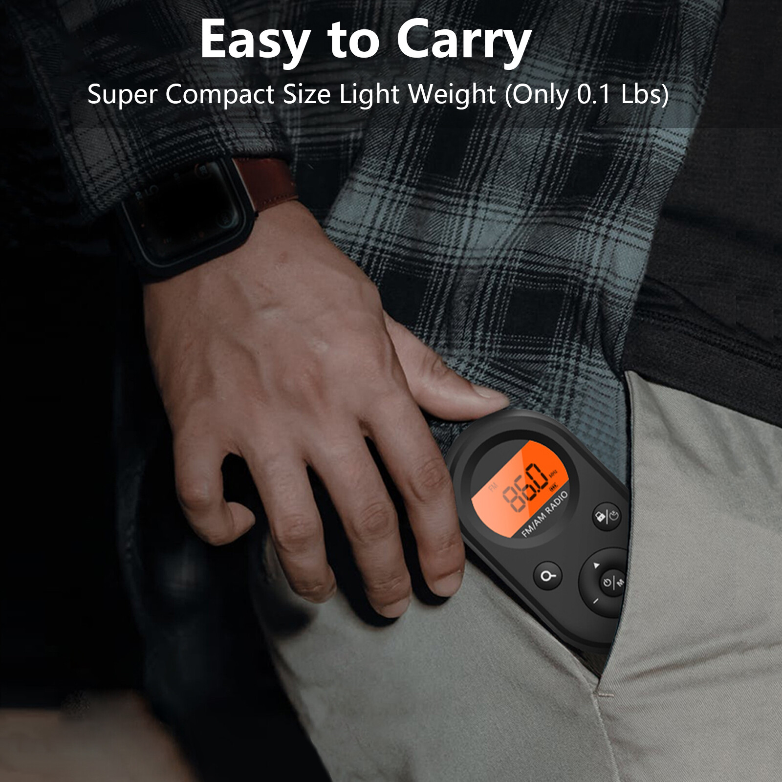 Rechargeable Portable Pocket Digital AM FM Radio LCD Stereo Music News Receiver