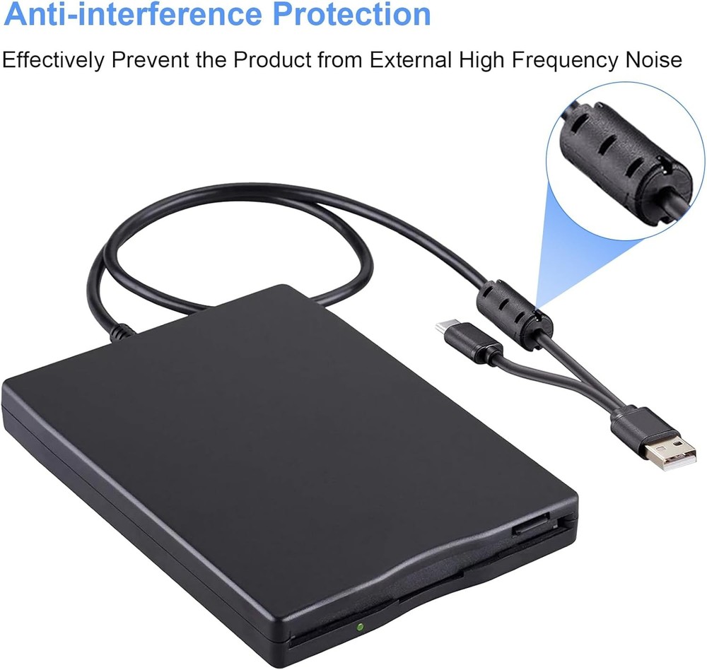 Floppy Disk Reader, 3.5 inch External USB & Type-C 1.44MB FDD Floppy Disk Drive