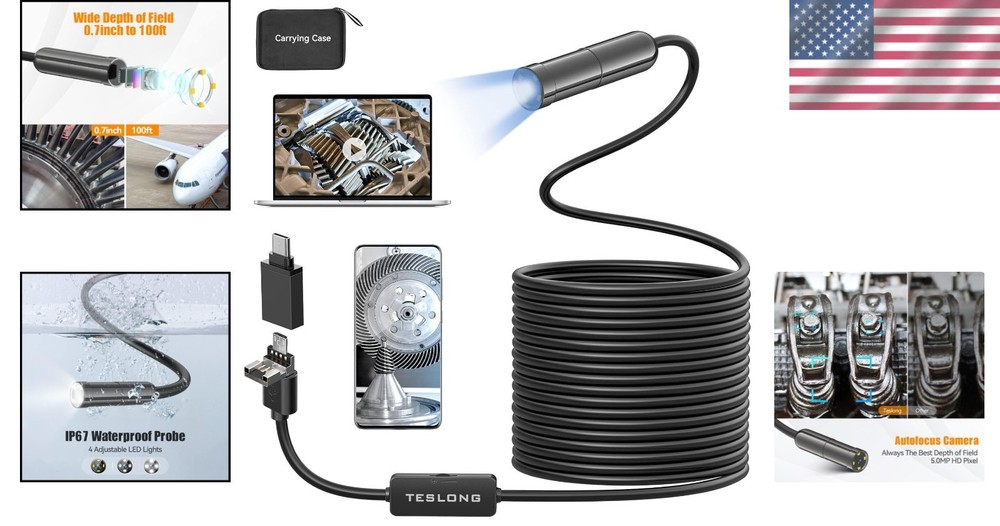5MP Auto-Focus Endoscope, 3rd Generation USB Borescope with 5.0 Megapixel Inspec