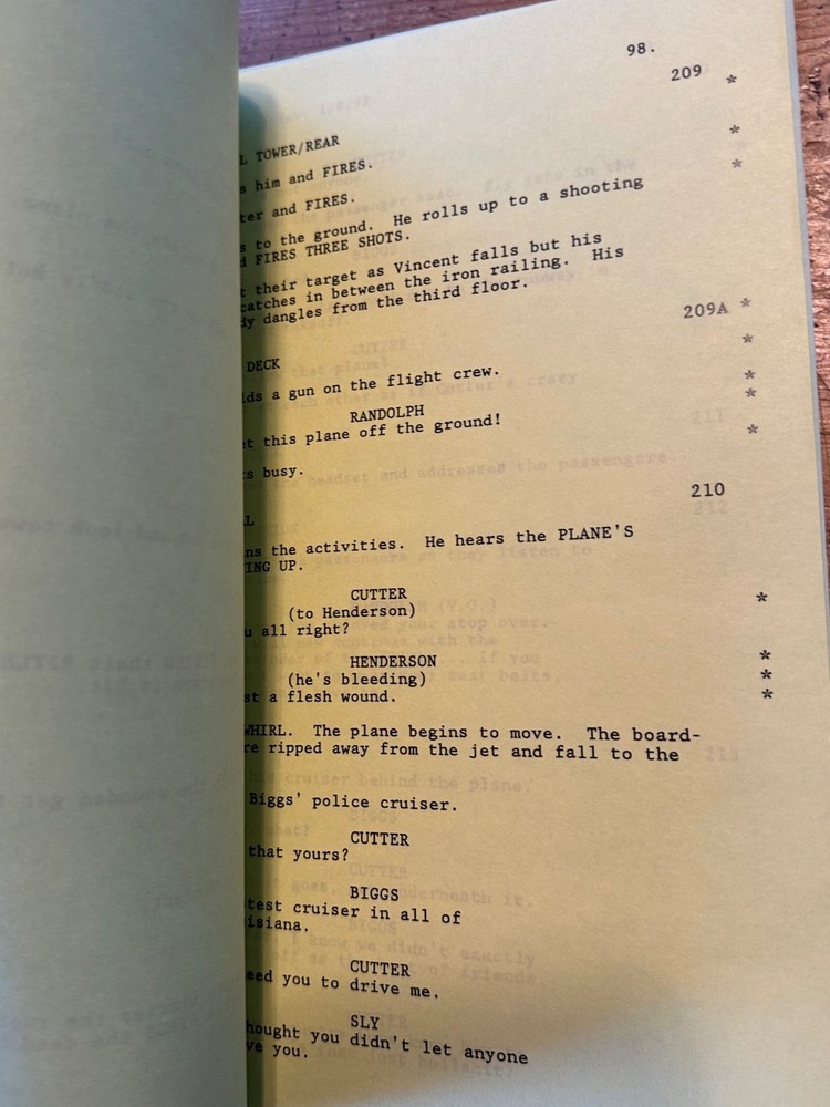 PASSENGER 57 MOVIE ORIGINAL SCREENPLAY SCRIPT WESLEY SNIPES