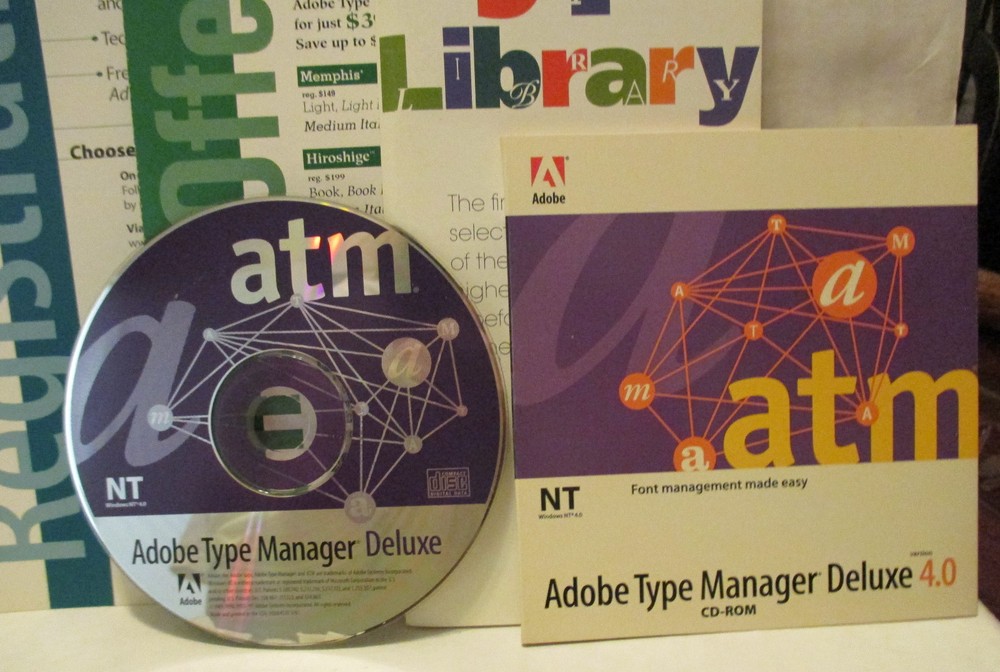 Adobe Type Manager Deluxe 4.0 CD Rom 2 Discs Instructions - Type Library Booklet