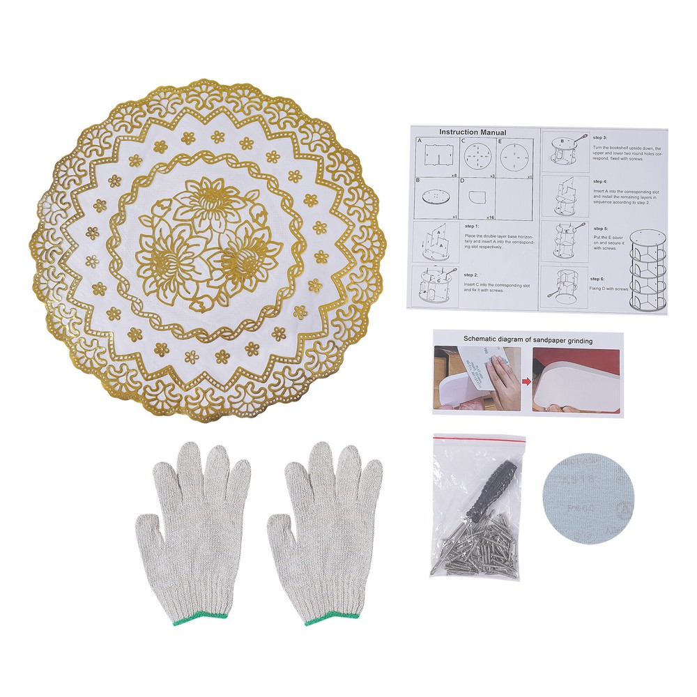 360° Rotating Bookshelf 4 Tier Standing Bookcase Small Corner Bookcase