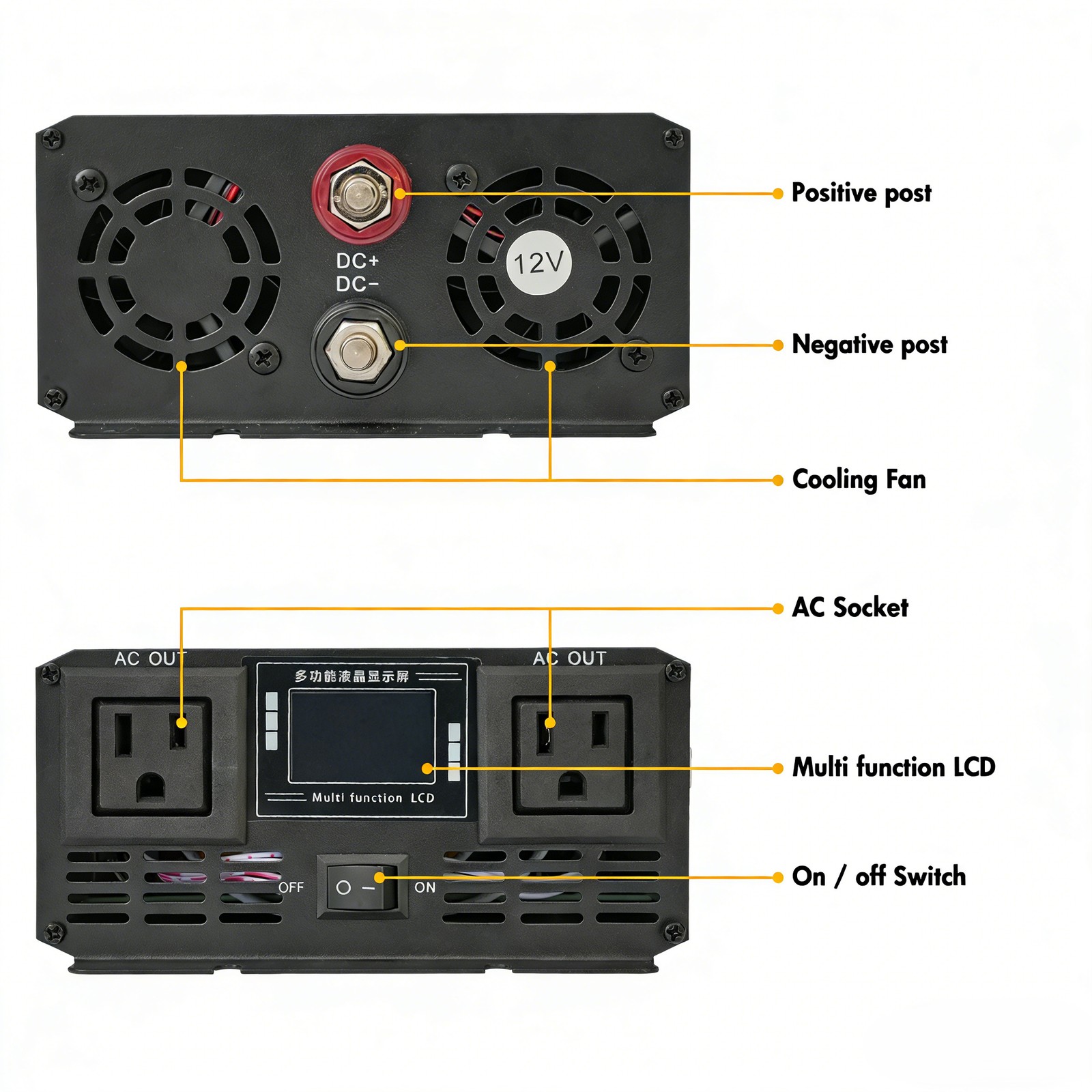 16000W Car Power Inverter 12V DC to 110V AC Pure Sine Wave Converter Transformer