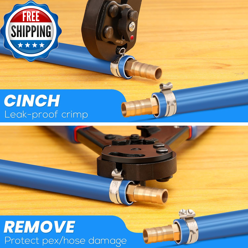 2 in 1 Ratchet Pex Crimping Tool Cinch and Remove Combo Function Pex Pipe Crimp