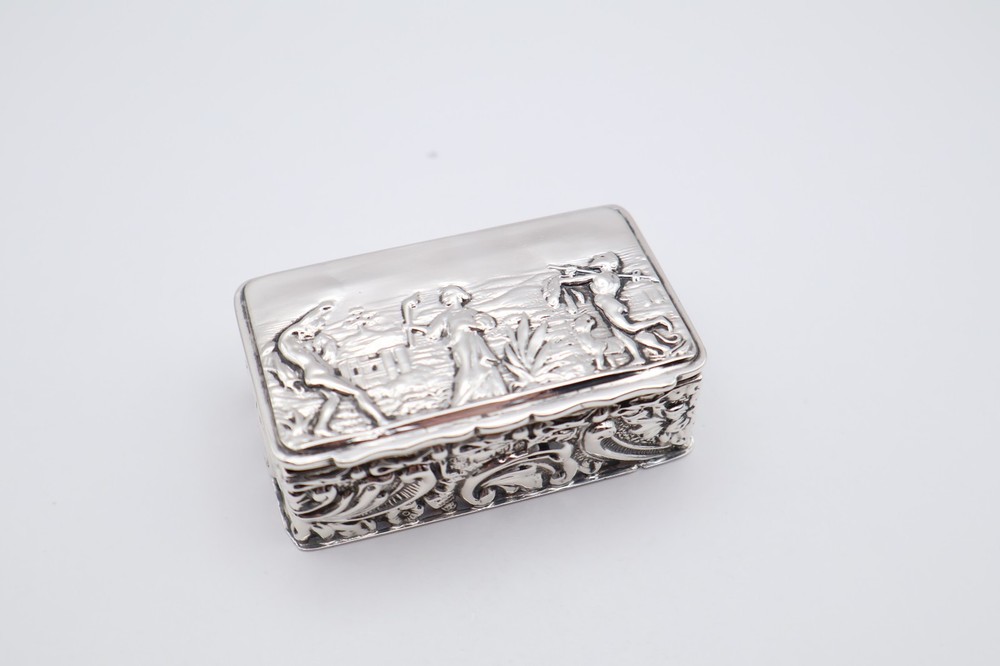 Lovely Antique Solid Silver Box with Scenery Hallmarked Chester 1902