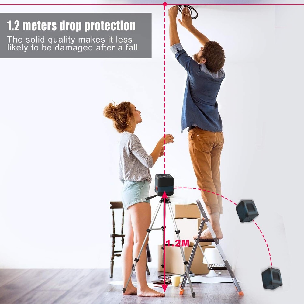 Cross Line Laser Level, Self-Leveling, 360° Rotatable, Vertical/Horizontal Lines