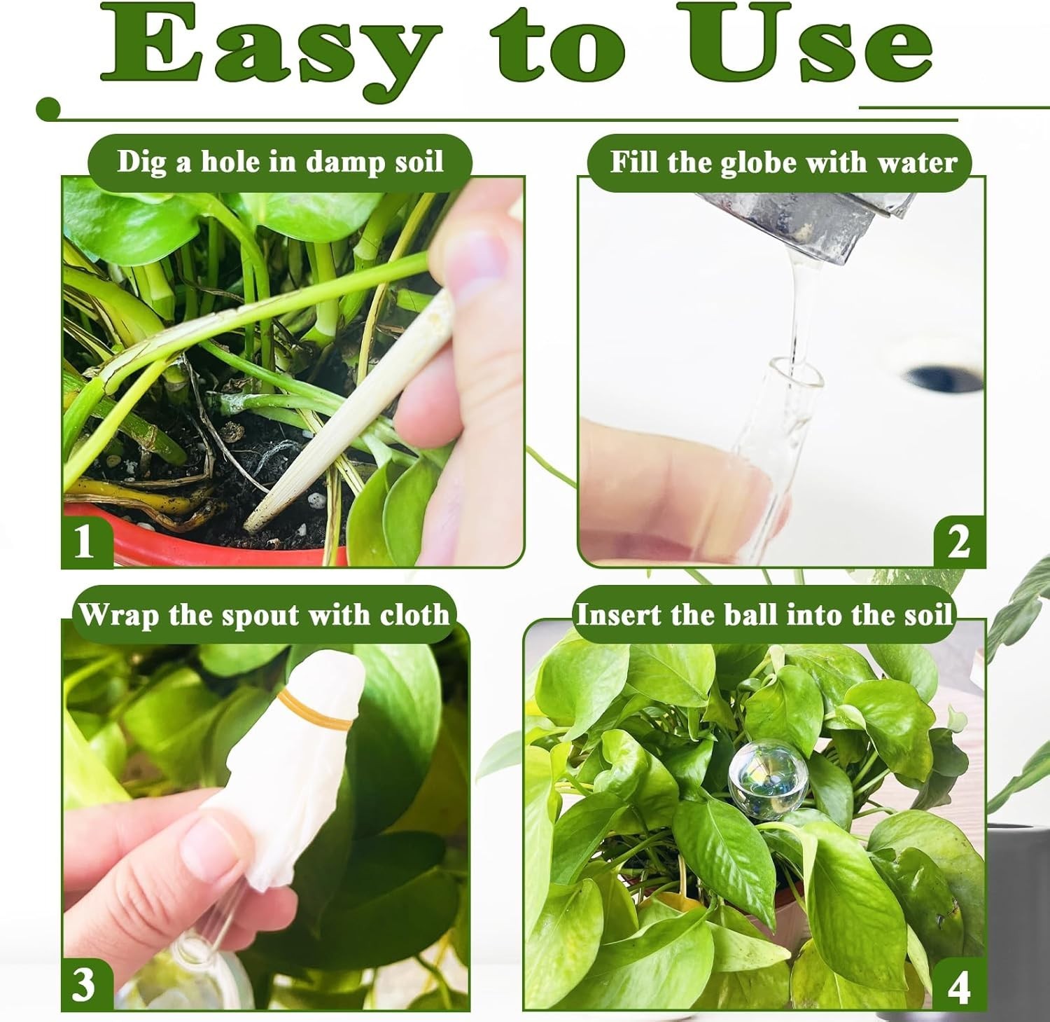 8Pcs Glass Self Watering Globes Rainbow Gradient for Plants