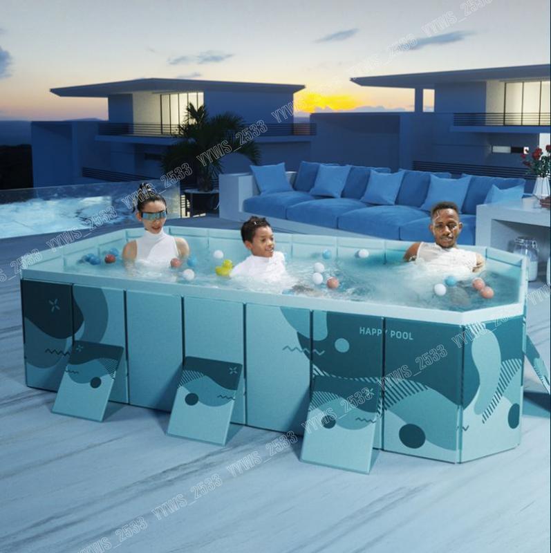 10FT Rectangular Above Ground Swimming Pool Outdoor Foldable Adult Kiddie Pool