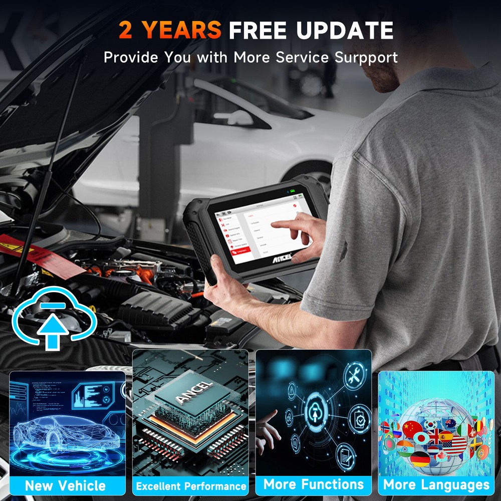 ANCEL V5BT OBD2 Bidirectional Scanner Car Diagnostic Tool Injector Coding CAN-FD
