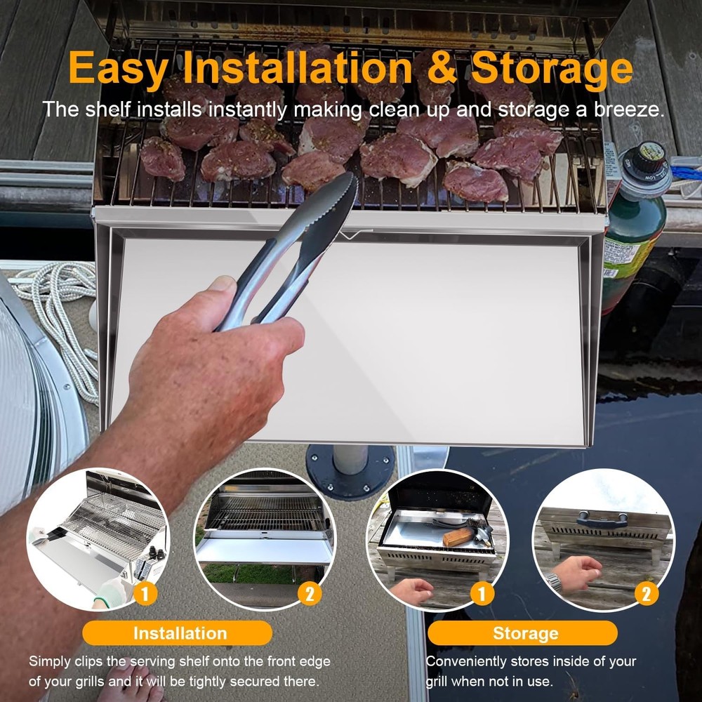 A10-902 Serving Shelf with Removable Cutting Board, BBQ Accessory Grill Serving