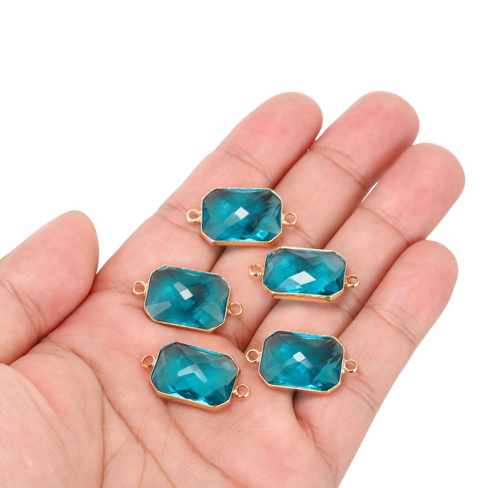 Birthstone Connector Link, 10Pcs Diamond Links Rectangle, Light Blue