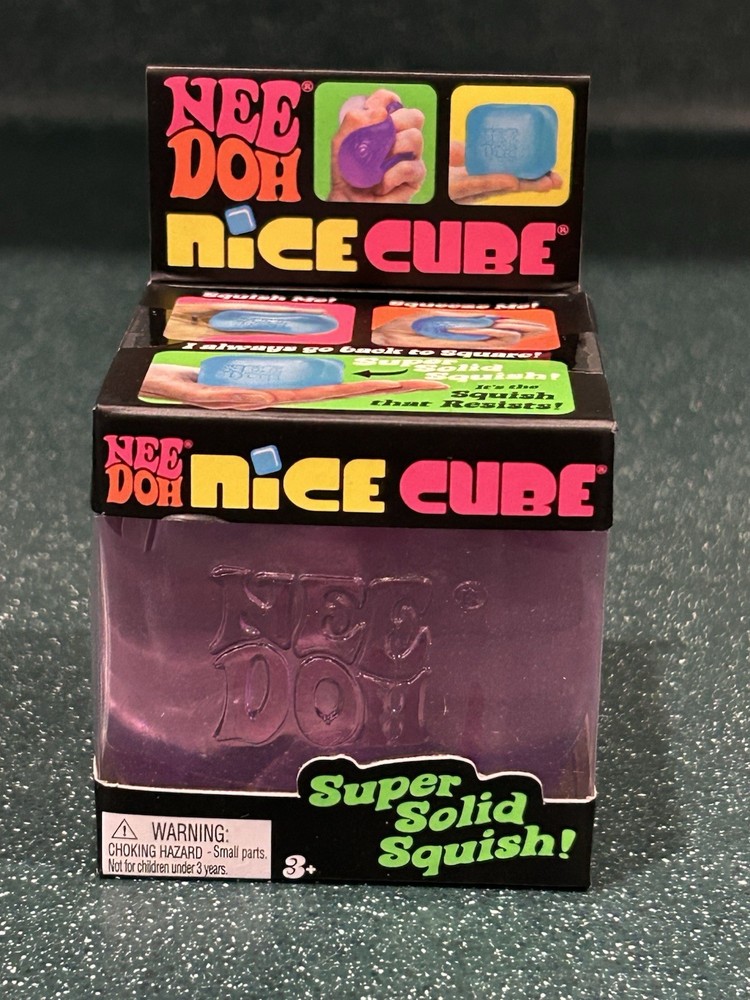 Nee Doh Nice Cube Squeeze Ball Purple Super Solid Squish RARE