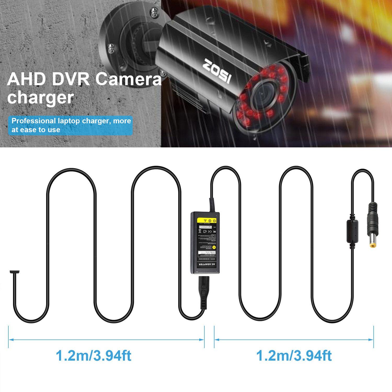 DC 12V 5A Power Supply Adapter +8 Split Power Cable for CCTV Security Camera DVR