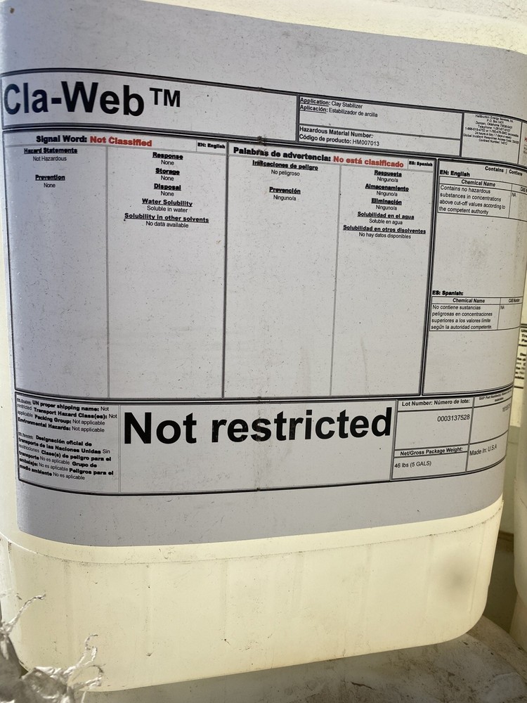 1 5gal Pail Halliburton’s Cla-Web Clay Stabilization Clay Stabilizing Additive