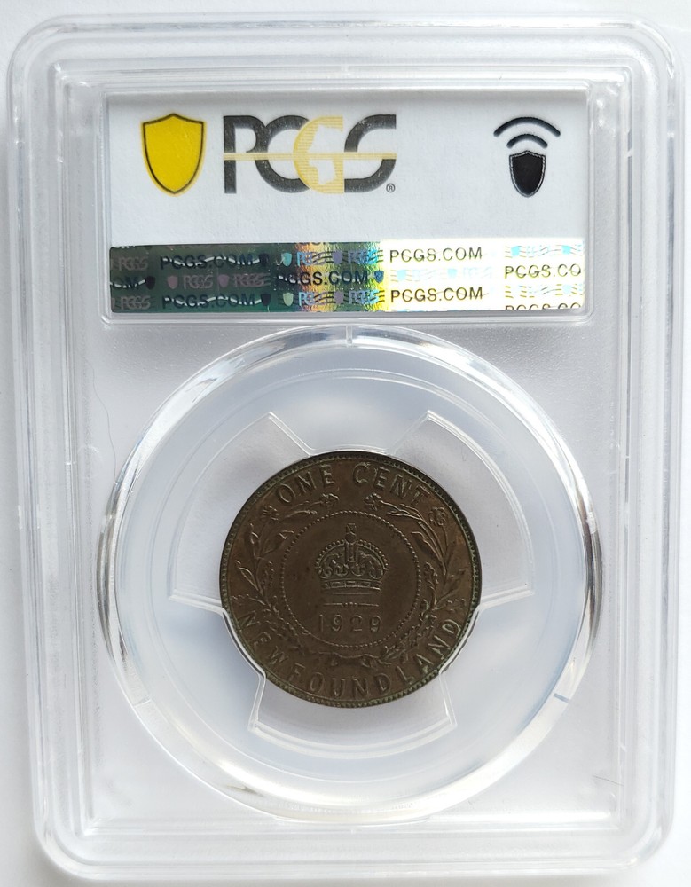 1929 NEWFOUNDLAND (CANADA) 1 CENT - PCGS CERTIFIED MS62 - LARGE ONE CENT