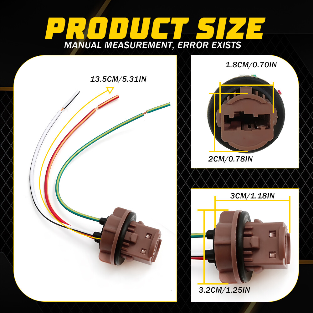 Universal Pigtail Wire Female Socket 7443 Two Harness Brake Stop Tail Replace