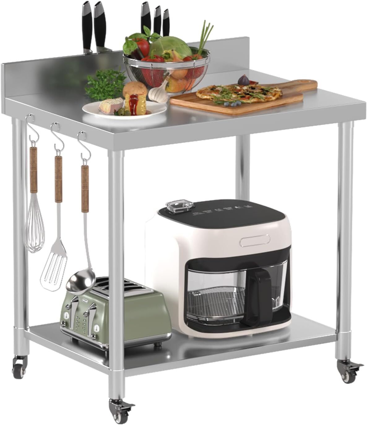 Stainless Steel Table with Shelves and Drawer Prep Table Work Tables Workbench