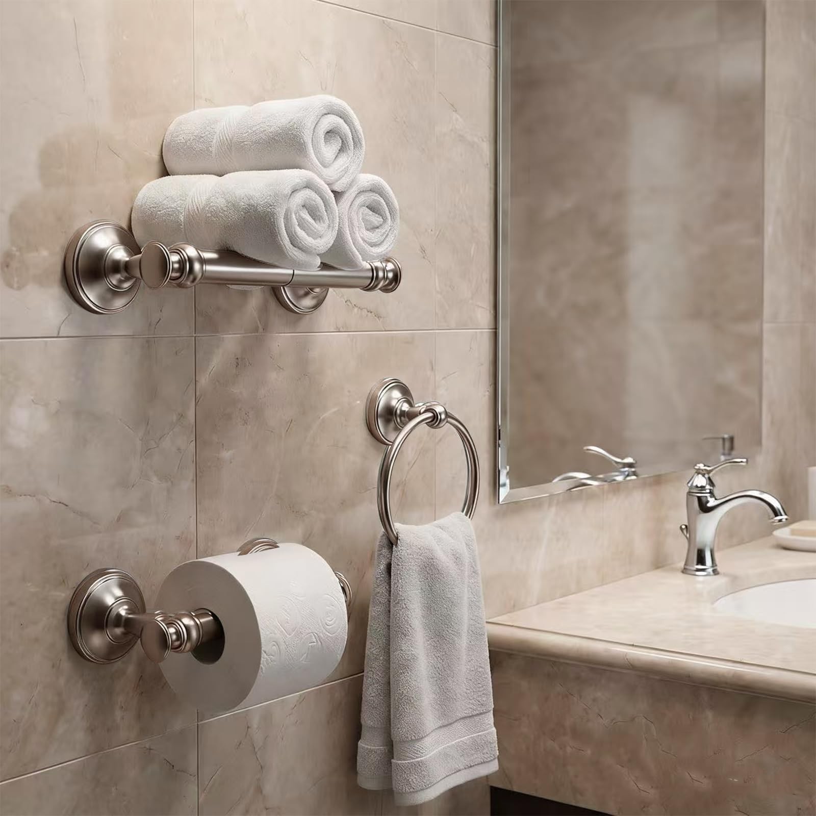 1 Pack Vibrant Polished Nickel Towel Bar 18 Inch Towel Rack for Bathroom Wall...